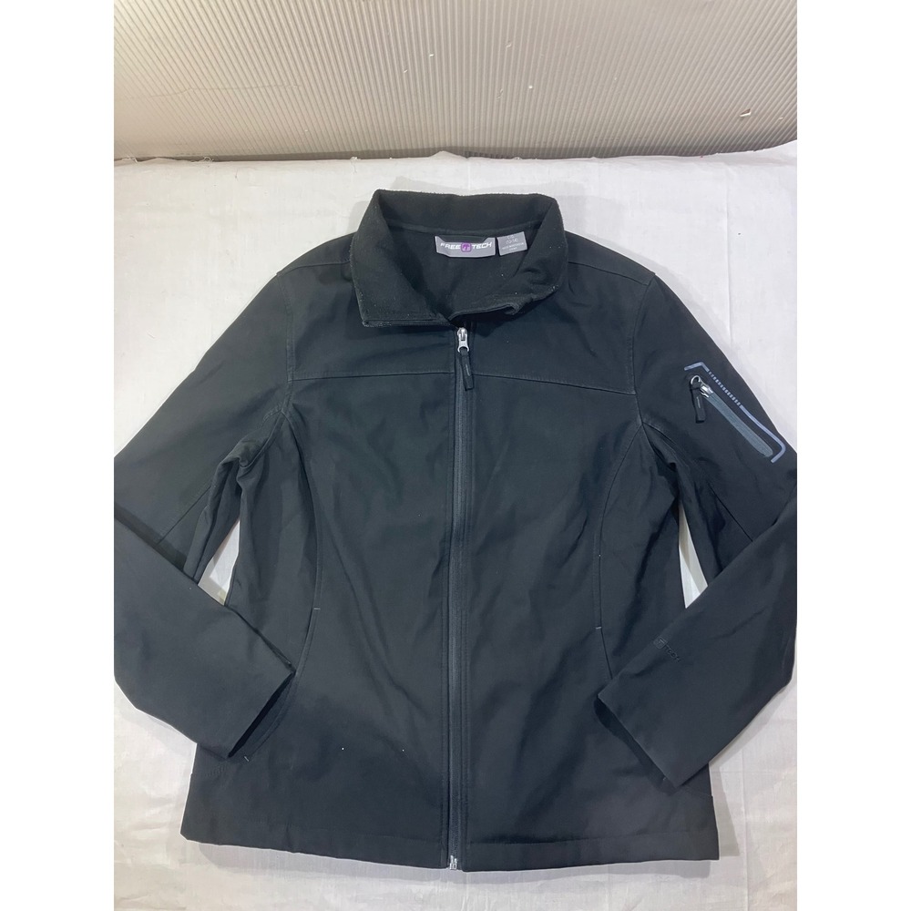 FREE TECH Black Full Zip Jacket Women LG 12-14 Polyester‎ Outerwear FTOL45310